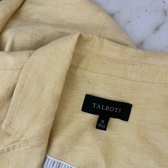 Talbots Women’s Yellow Linen Blazer 16 Plus Classic - Picture 6 of 7